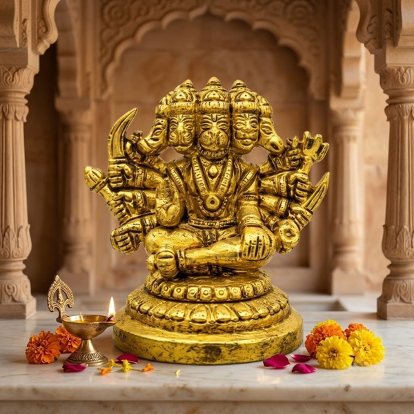 Brass Panchmukhi Hanuman Idol 3 Inch