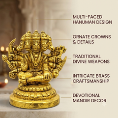 Brass Panchmukhi Hanuman Idol 3 Inch