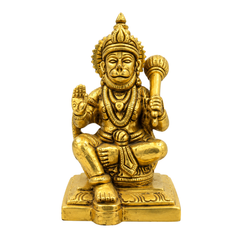 Brass Sitting Hanuman Idol 5 Inch