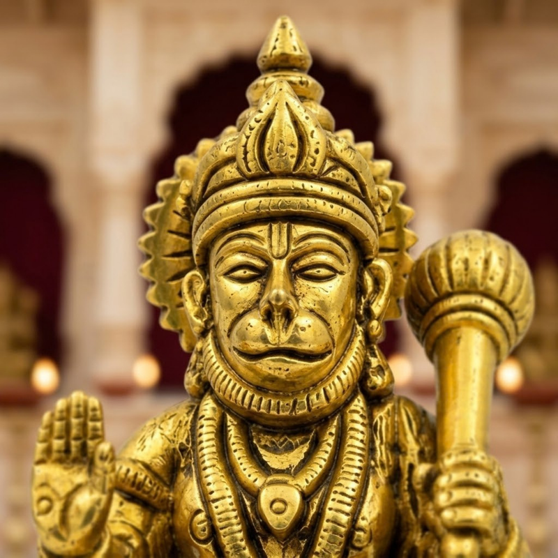 Brass Sitting Hanuman Idol 5 Inch