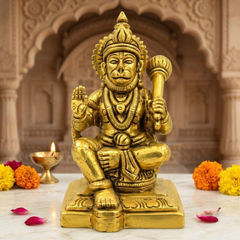 Brass Sitting Hanuman Idol 5 Inch