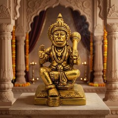Brass Sitting Hanuman Idol 5 Inch