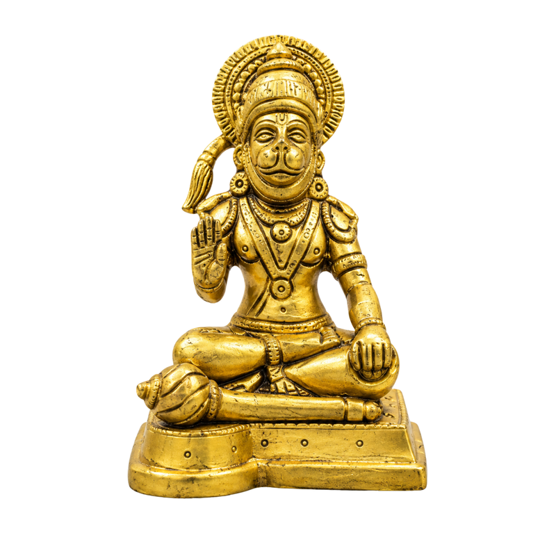 Brass Sitting Hanuman Idol 5 Inch