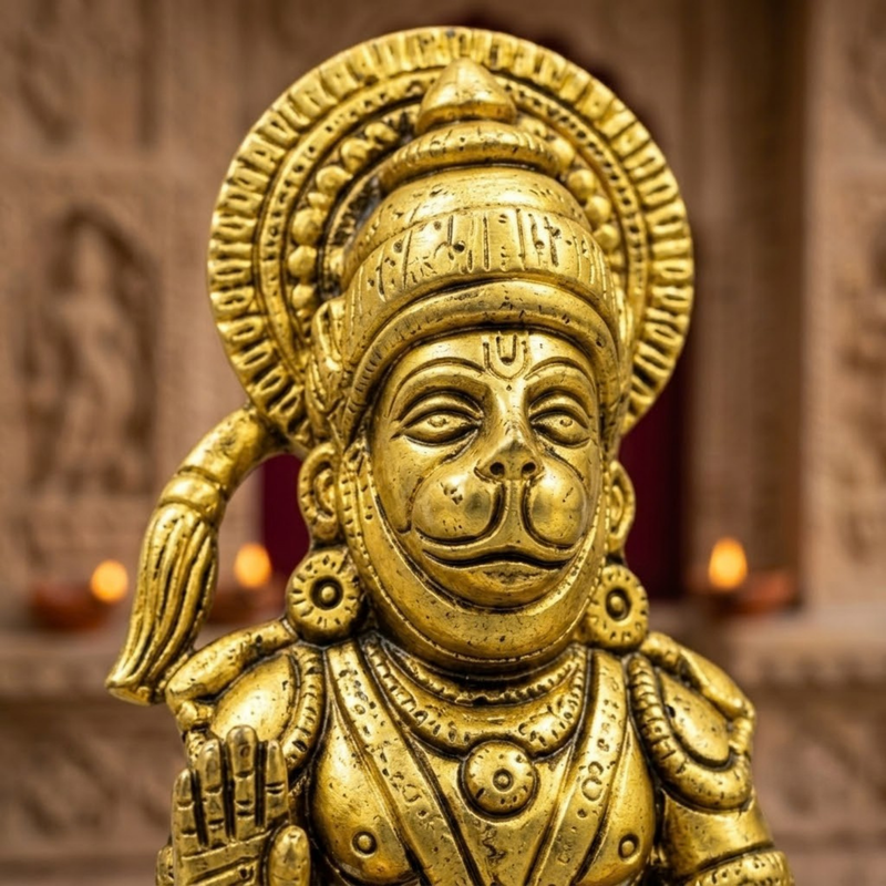 Brass Sitting Hanuman Idol 5 Inch