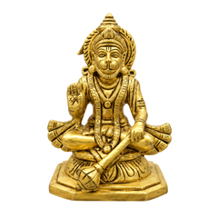 Brass Sitting Hanuman Idol 6 Inch