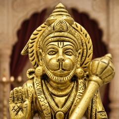 Brass Sitting Hanuman Idol 6 Inch