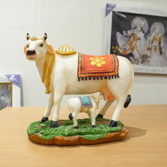 Sacred Cow & Calf Polyresin Idol (Large)
