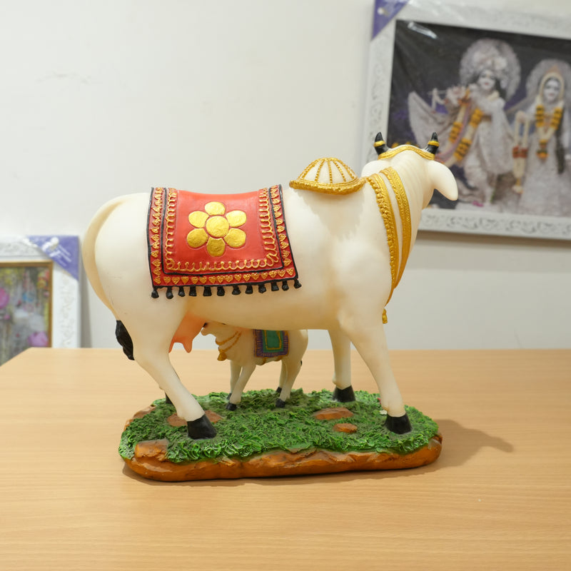 Sacred Cow & Calf Polyresin Idol (Large)
