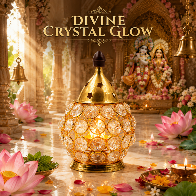 Brass Crystal Akhand Diya