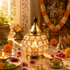 Brass Crystal Akhand Diya