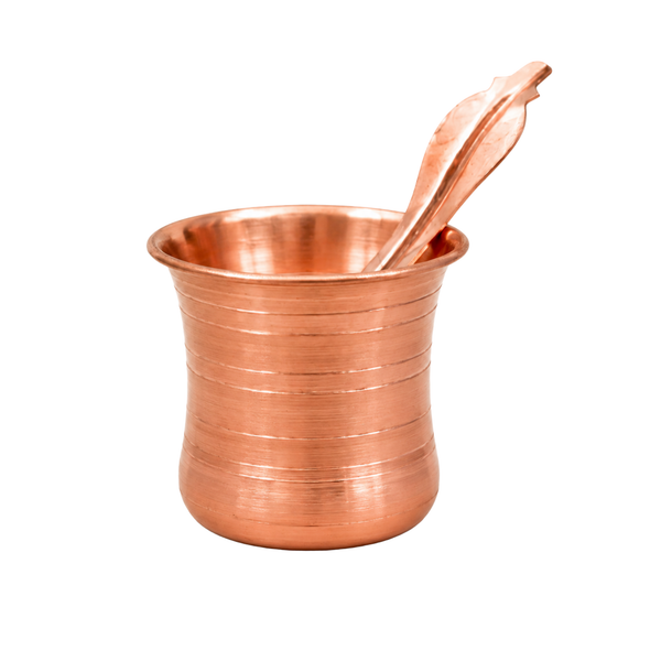 Copper Panchpatra with Achmani Spoon Small