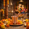 Copper Panchpatra with Achmani Spoon Small