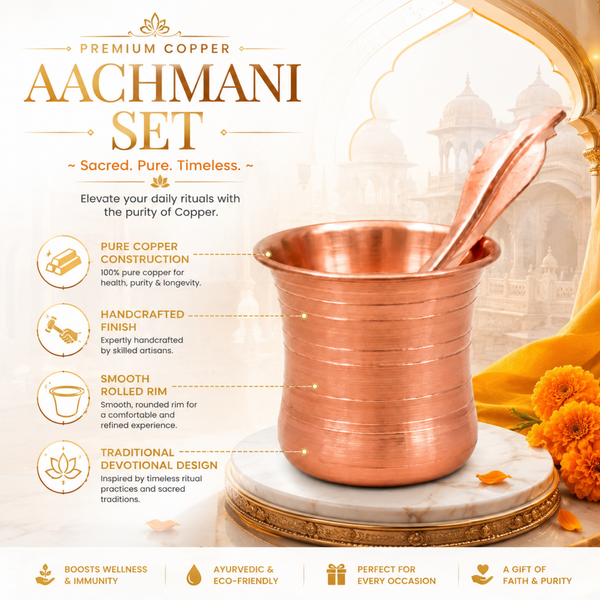 Copper Panchpatra with Achmani Spoon Small