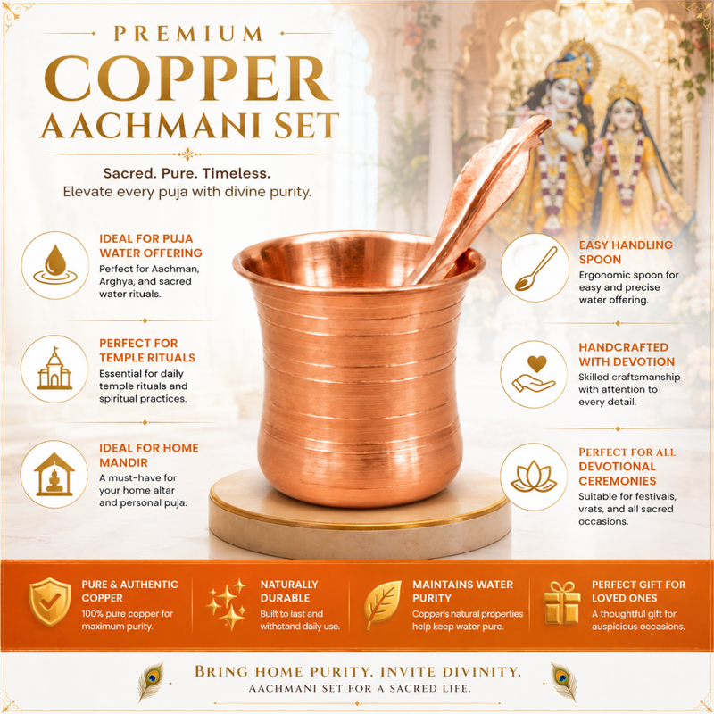 Copper Panchpatra with Achmani Spoon Small