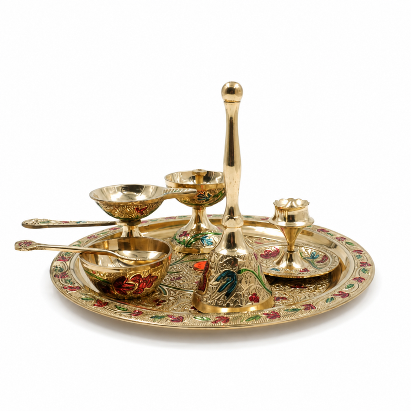 Handcrafted Pure Casted Mini Pooja Thali Set