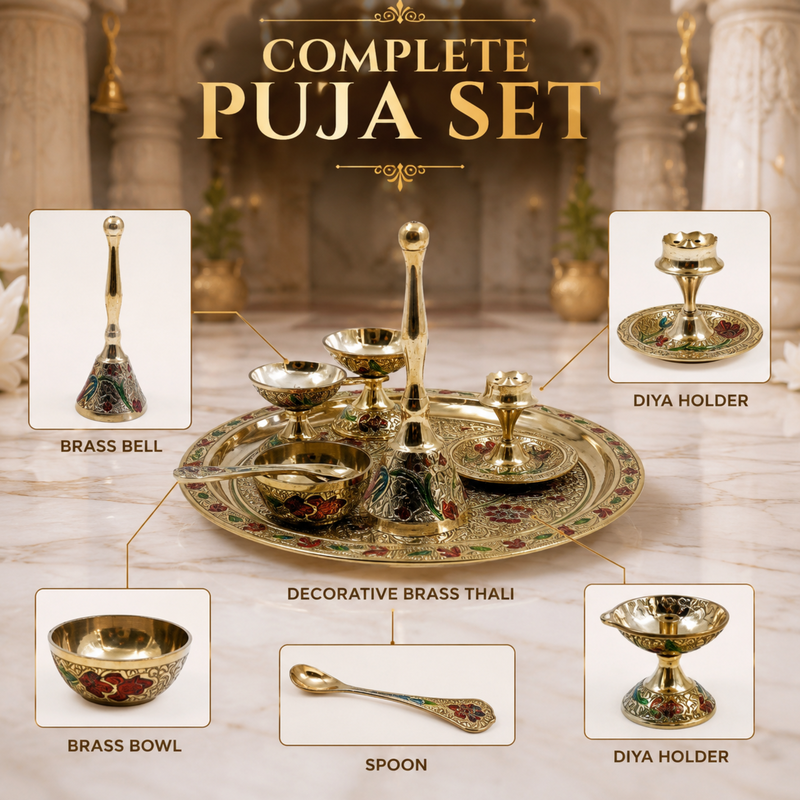 Handcrafted Pure Casted Mini Pooja Thali Set