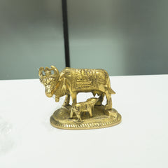Pure Brass Nakshi Carved Cow Statue Big