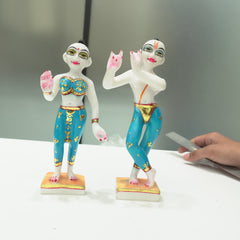 Premium Marble Dust Radha Krishna Divine Couple Statue 9 Inch