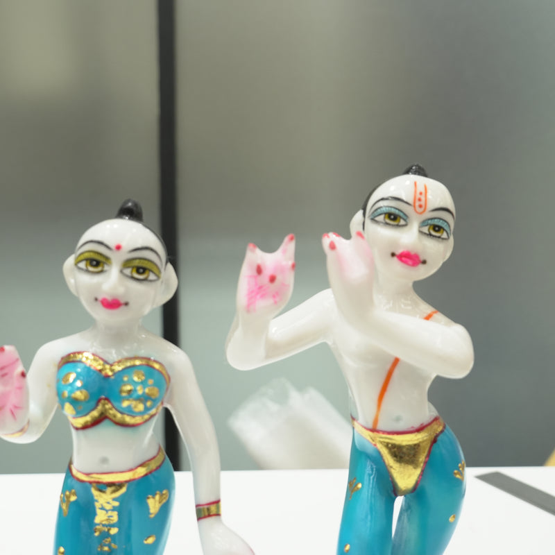 Premium Marble Dust Radha Krishna Divine Couple Statue 9 Inch