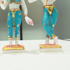 Premium Marble Dust Radha Krishna Divine Couple Statue 9 Inch