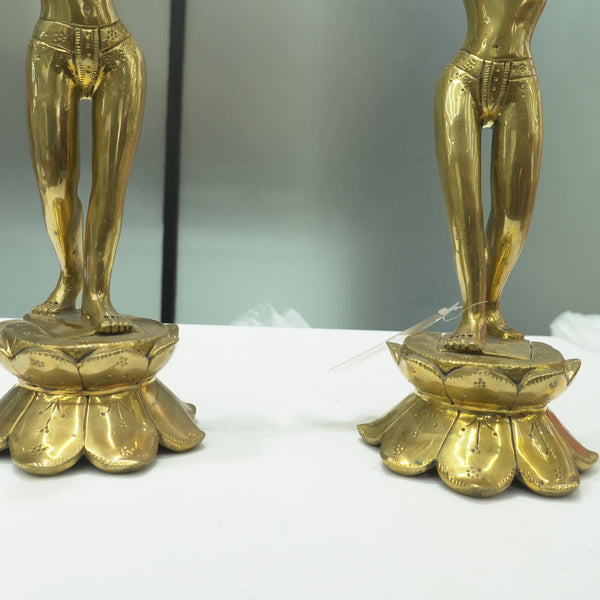 Solid Brass Gaur Nitai Deity Pair Half Hand Painted 15 Inch