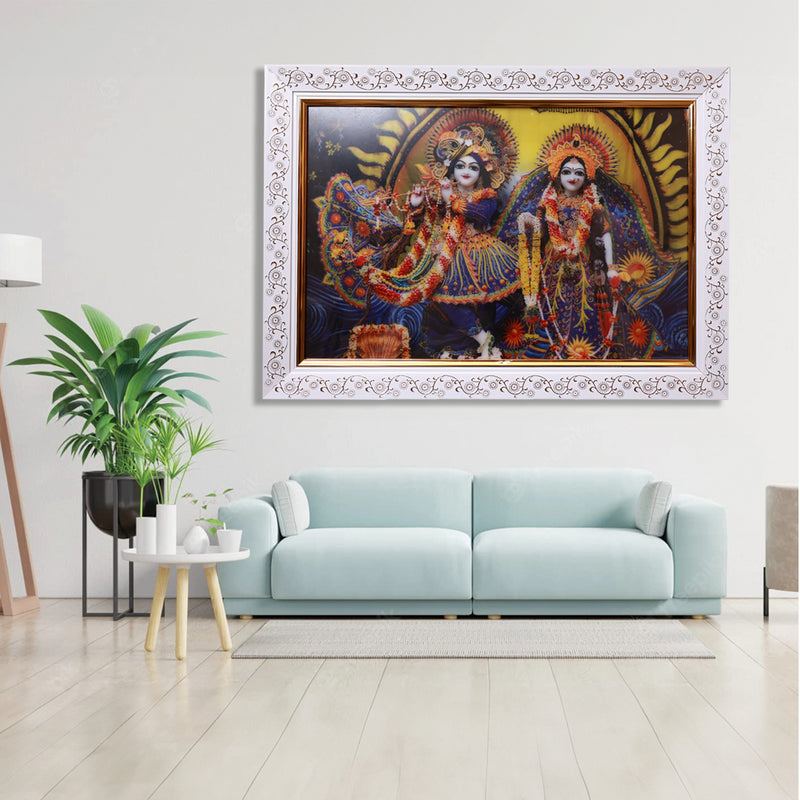 LED (HD) Radha Vrindavan Chandra Portrait Yellow BackGround A3 Size