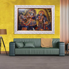 LED (HD) Radha Vrindavan Chandra Portrait Yellow BackGround A3 Size