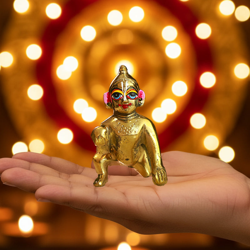 Solid Pure Brass Laddu Gopal Idol Size No 2