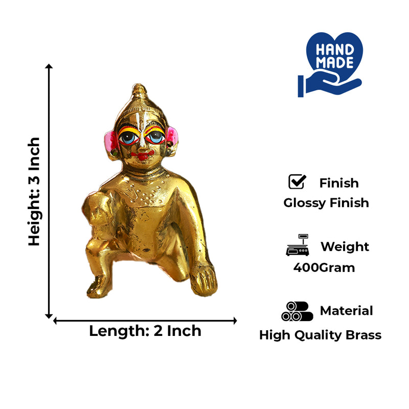 Solid Pure Brass Laddu Gopal Idol Size No 2