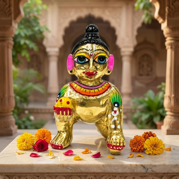 Solid Pure Brass Full Hand Paint Laddu Gopal Size No (0-4)