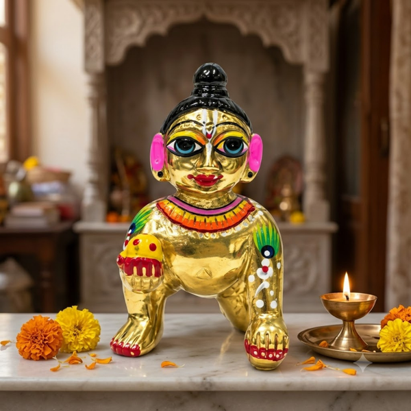 Solid Pure Brass Full Hand Paint Laddu Gopal Size No (0-4)