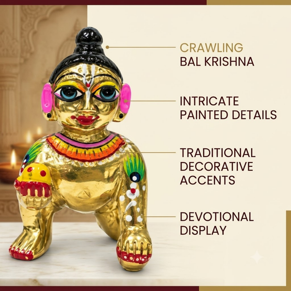 Solid Pure Brass Full Hand Paint Laddu Gopal Size No (0-4)