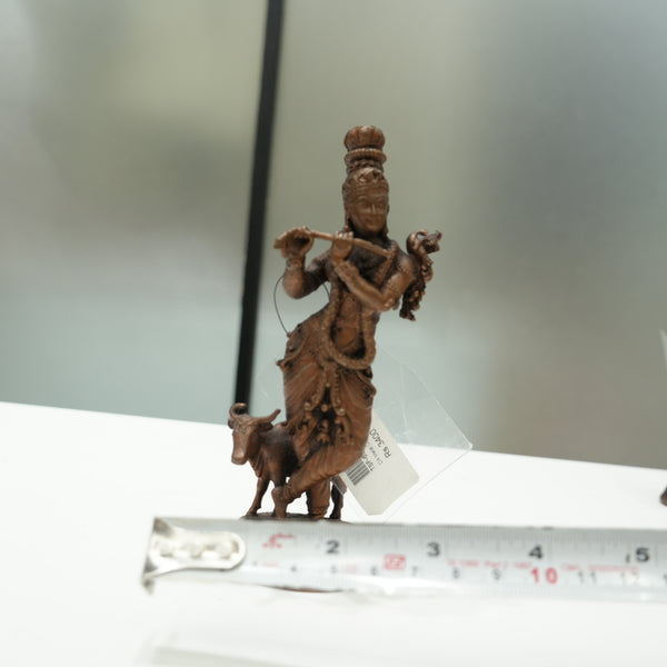 Metal Krishna with Cow Idol