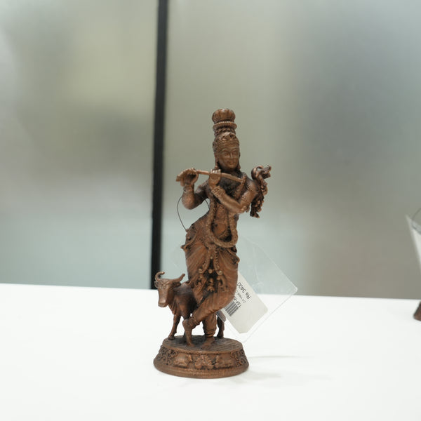 Metal Krishna with Cow Idol