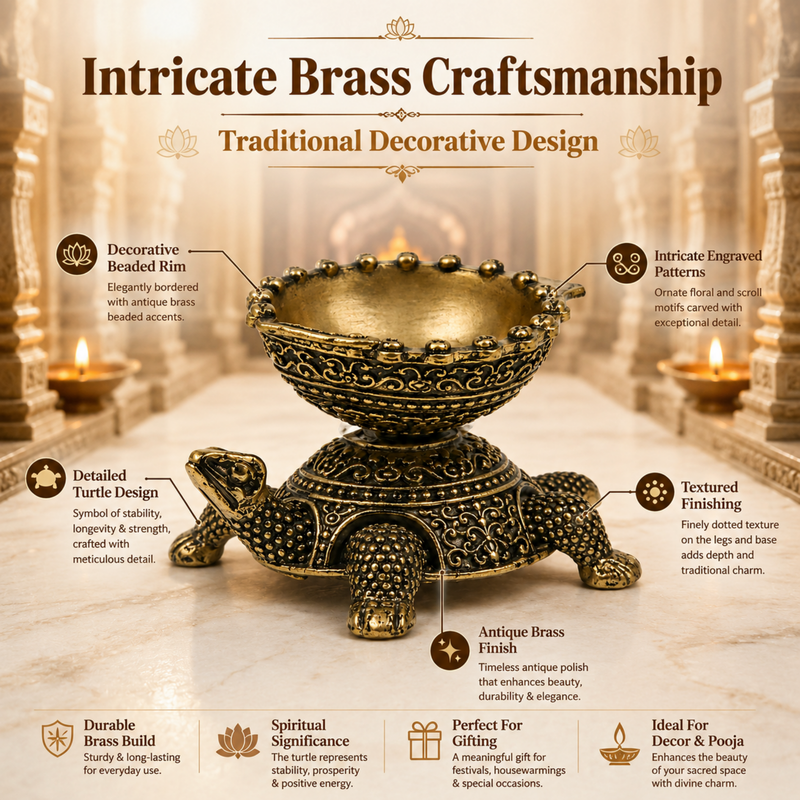 Brass Tortoise Diya