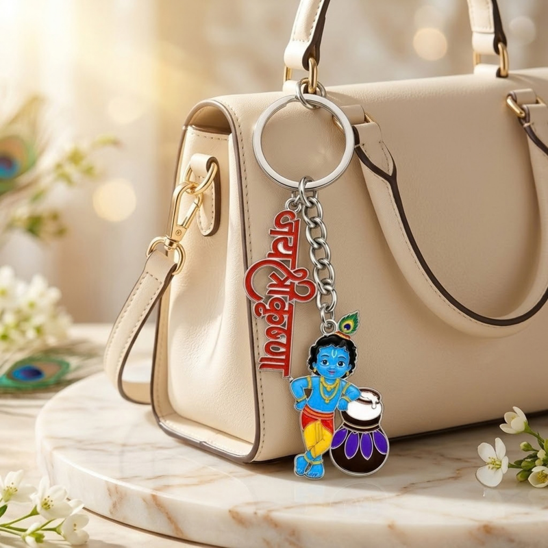 Jai Shri Krishna Metal Keychain