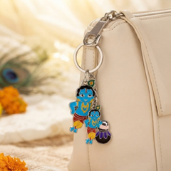 Lord Krishna with Matki Metal Keychain