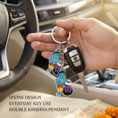 Lord Krishna with Matki Metal Keychain