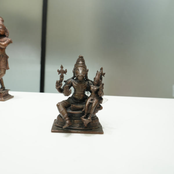 Copper Varaha Dev with Goddess Laxmi Idol (4 Inch)