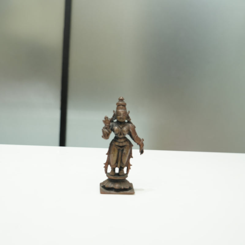 Copper Mahavishnu with Sridevi & Bhudevi Idol (4 Inch)