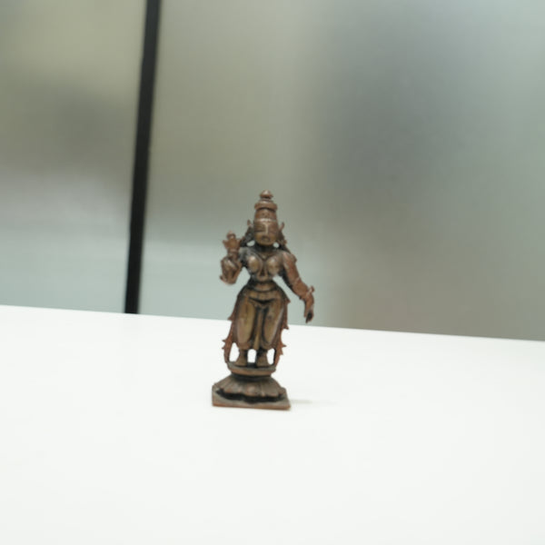 Copper Mahavishnu with Sridevi & Bhudevi Idol (4 Inch)