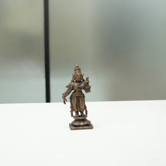 Copper Mahavishnu with Sridevi & Bhudevi Idol (4 Inch)