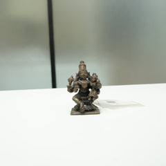 Copper Seated Mahavishnu with Goddess Laxmi Idol (3 Inch)