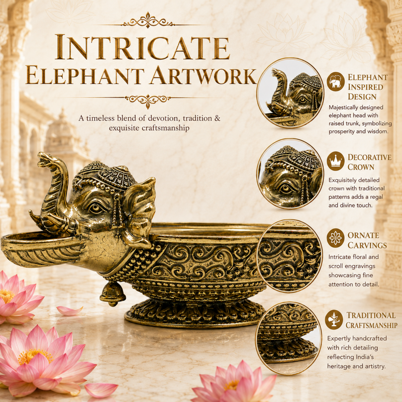 Brass Elephant Diya (Large)