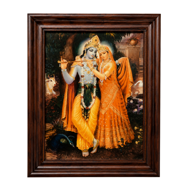 Cute Bal Gopal Eating Makhan Glow Frame (9 x 12 Inches)