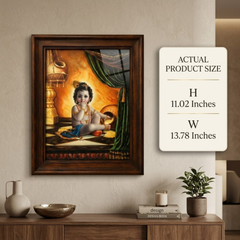 Reclining Divine Krishna with Flute (9 x 12 Inches)