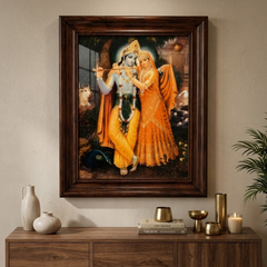 Reclining Divine Krishna with Flute (9 x 12 Inches)