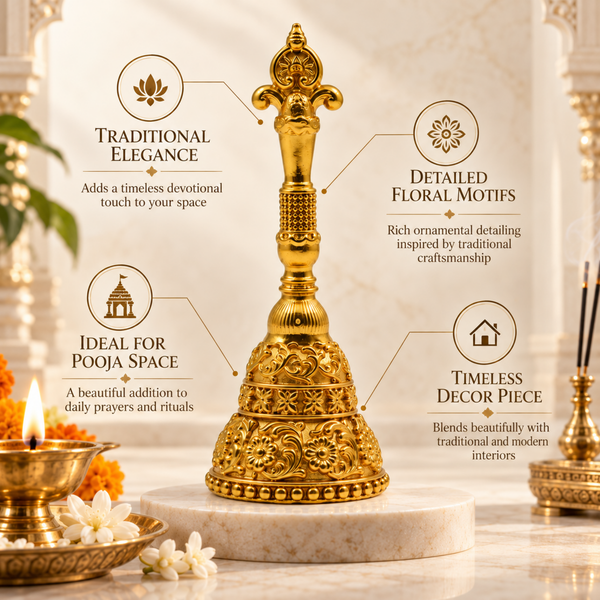 Brass Padma Puja Bell 4 Inch
