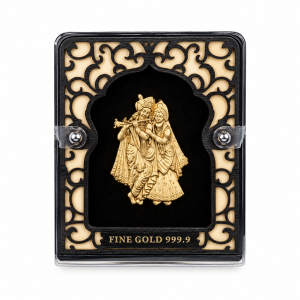 Radha Krishna Gold Plated Photo Frame (5.6 × 7.5 in)