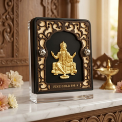 Hanuman Ji Gold Plated Photo Frame (5.6 × 7.5 in)